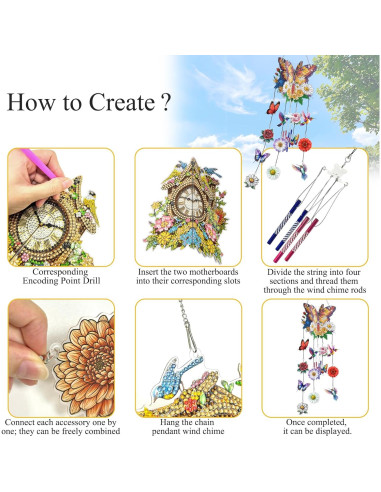 Campana de Viento LOMSIOY 3D Mariposa Acrílico DIY 72.9 cm