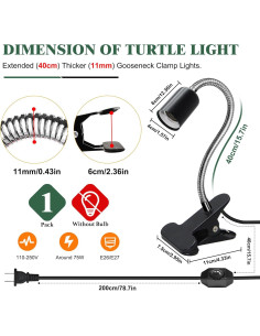Lámpara de Calor E27 Puanticn para Reptiles y Plantas 75W 2