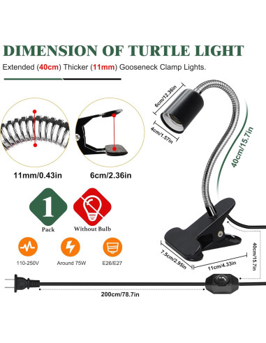 Lámpara de Calor E27 Puanticn para Reptiles y Plantas 75W
