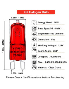 Bombillas de Calor para Reptiles Vinaco G9 50W Regulables UVA UVB 2