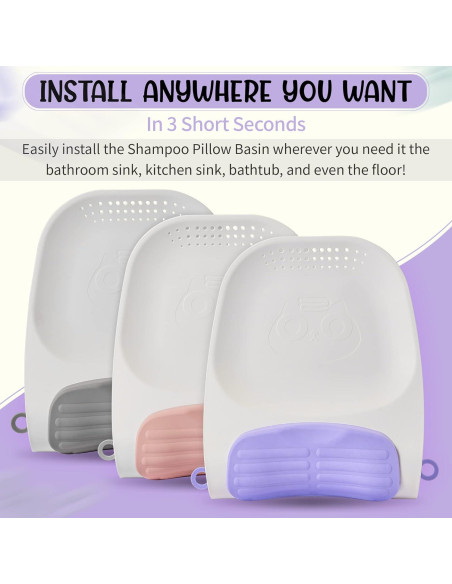 Tazón de Champú KAMKKO Gris para Niños y Adultos - Lavabo Portátil