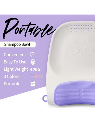 Tazón de Champú KAMKKO Gris para Niños y Adultos - Lavabo Portátil