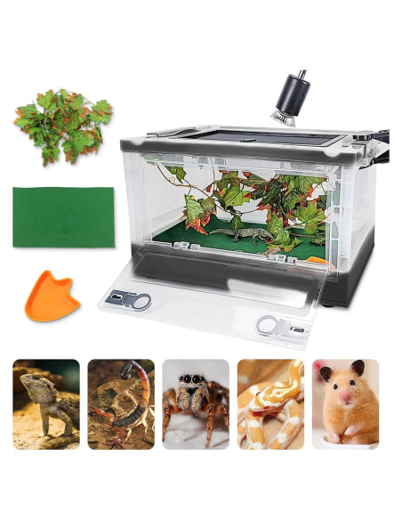 Kit de Terrario Plegable RunDuck para Reptiles Negro 39x29cm