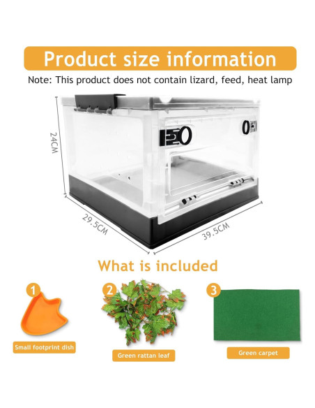 Kit de Terrario Plegable RunDuck para Reptiles Negro 39x29cm
