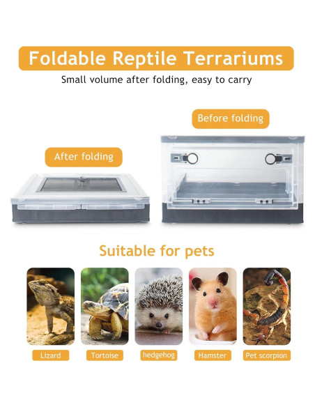 Kit de Terrario Plegable RunDuck para Reptiles Negro 39x29cm