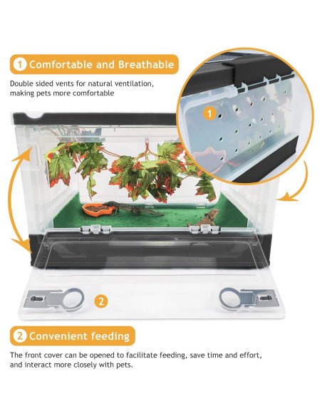 Kit de Terrario Plegable RunDuck para Reptiles Negro 39x29cm