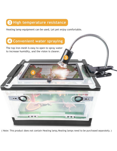 Kit de Terrario Plegable RunDuck para Reptiles Negro 39x29cm