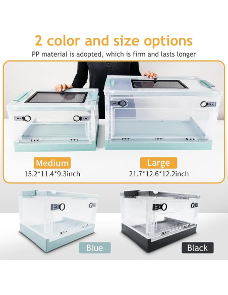 Kit de Terrario Plegable RunDuck para Reptiles Negro 39x29cm