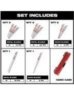 Juego de Hojas de Sierra Recíproca Milwaukee 10PC TPI 14-24-5-18 2
