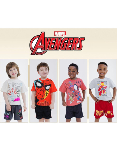 Conjunto camiseta y pantalones cortos Marvel para niños 2T-16
