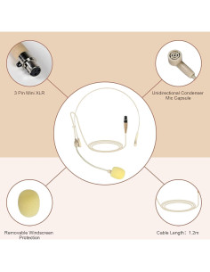 Combo Micrófono Lavalier y Auricular Phenyx Pro Beige Mini XLR 2