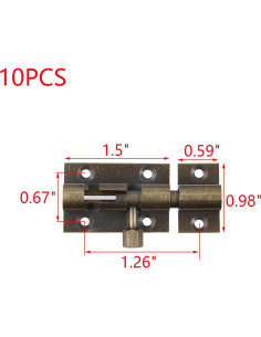Cerrojo de Barril MY MIRONEY 10 Piezas Bronce Antiguo 3.81cm 2