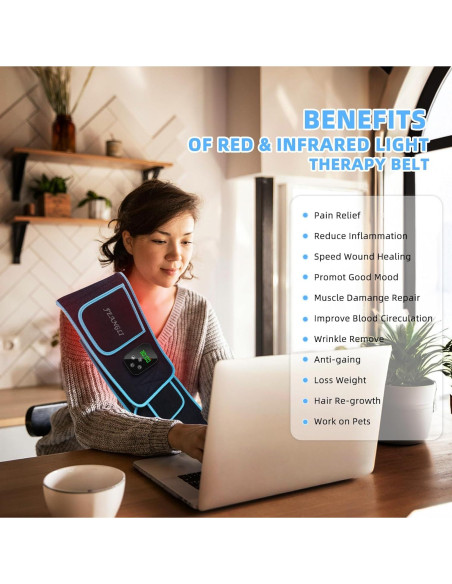 Cinturón de Terapia de Luz Roja Feangli Inalámbrico 660nm 850nm