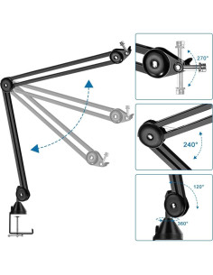 Soporte de Micrófono Brazo Boom Ajustable Negro 2kg 2