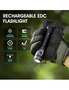 Linterna Recargable PIOOCAN S10Pro 2500 Lúmenes Táctica 2