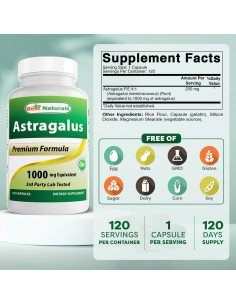 Cápsulas de Astrágalo 1000 mg Mejores Naturales 120 Unidades 2