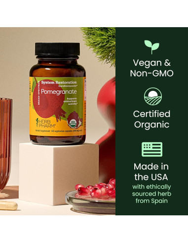 Cápsulas de Granada Orgánica Herb Pharm 60 Veganas 120mg