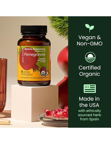 Cápsulas de Granada Orgánica Herb Pharm 60 Veganas 120mg