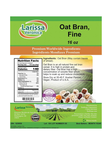 Salvado de Avena Fino Larissa Veronica 3 Paquetes de 480 g