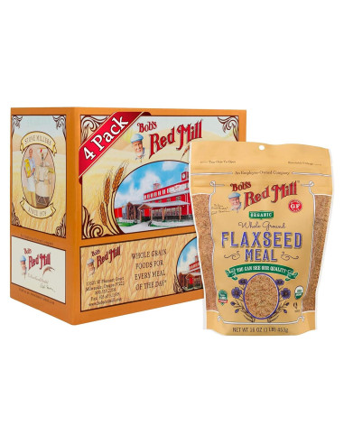 Harina de Semilla de Lino Orgánica Bob's Red Mill 454g x4 - Sin OGM, Vegano, Keto
