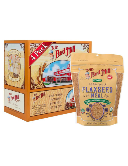 Harina de Semilla de Lino Orgánica Bob's Red Mill 454g x4 - Sin OGM, Vegano, Keto