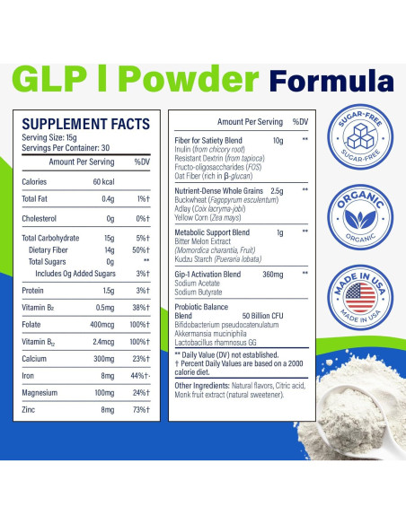 Suplemento GLP-1 Nwiorte 450g - Apoyo Metabólico y Digestivo