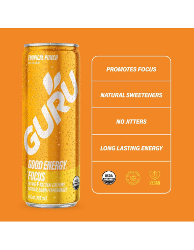 Bebida Energética Orgánica Guru Guayusa 355ml Lata