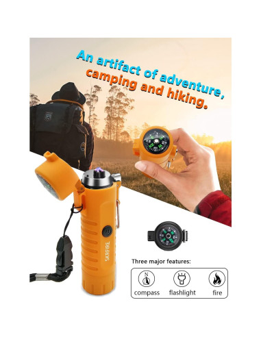 Encendedor Eléctrico SKRFIRE Doble Arco Plasma Naranja