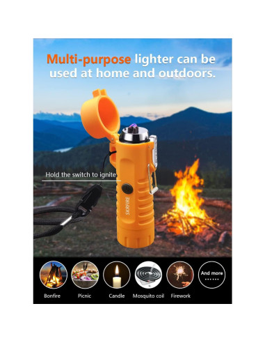 Encendedor Eléctrico SKRFIRE Doble Arco Plasma Naranja