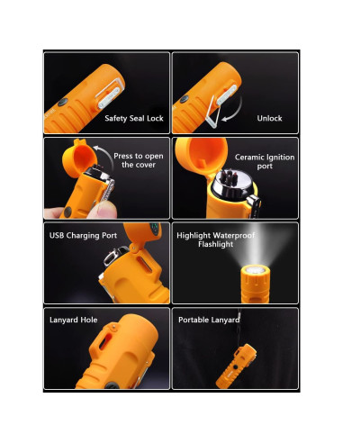 Encendedor Eléctrico SKRFIRE Doble Arco Plasma Naranja