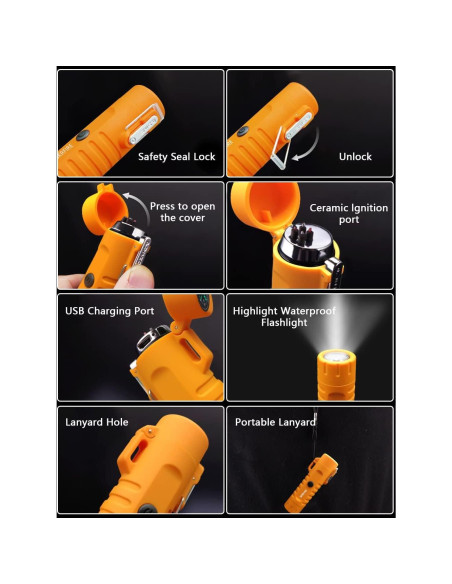 Encendedor Eléctrico SKRFIRE Doble Arco Plasma Naranja