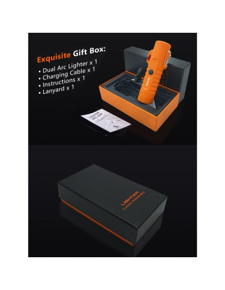 Encendedor Eléctrico SKRFIRE Doble Arco Plasma Naranja