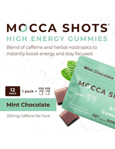 Gummies Energéticas SGC 100mg Cafeína Menta Chocolate 12-Pack