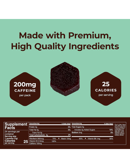 Gummies Energéticas SGC 100mg Cafeína Menta Chocolate 12-Pack