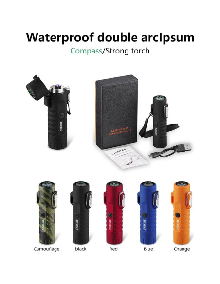 Encendedor Eléctrico SKRFIRE Doble Arco Plasma Naranja