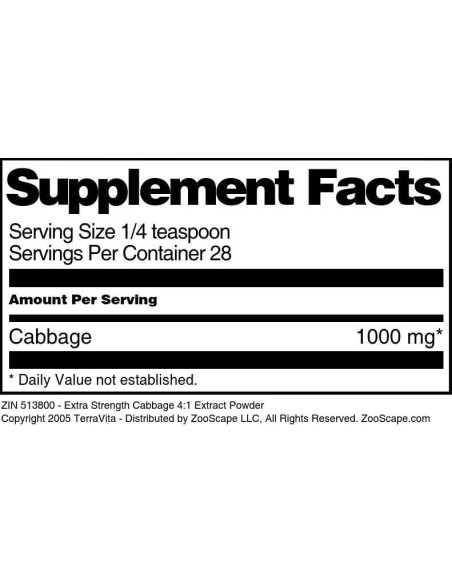 Extracto en polvo de repollo TerraVita 28.35 g 4:1
