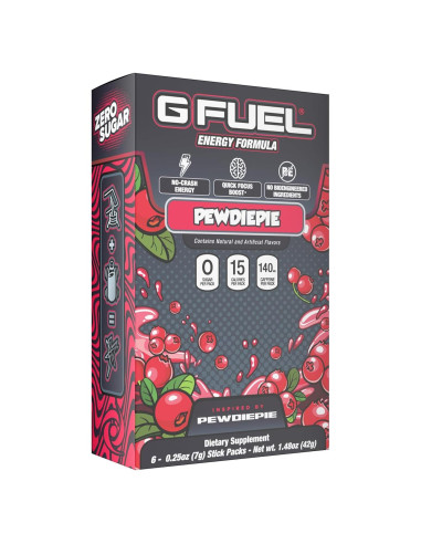 G Fuel Polvo Energético PewDiePie Sabor Lingonberry 6 Stick