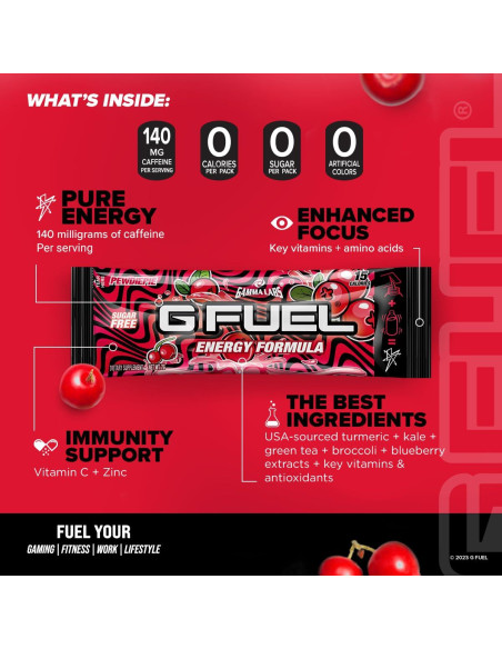 G Fuel Polvo Energético PewDiePie Sabor Lingonberry 6 Stick