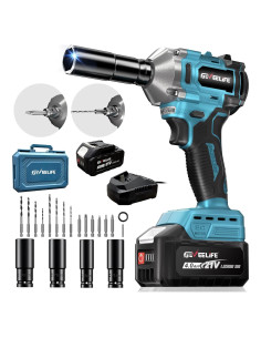 Llave de Impacto Sin Cable GEVEELIFE 450N.m 1/2" 4.0Ah