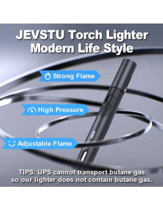 Encendedor de Antorcha JEVSTU Negro Ajustable a Prueba de Viento 2