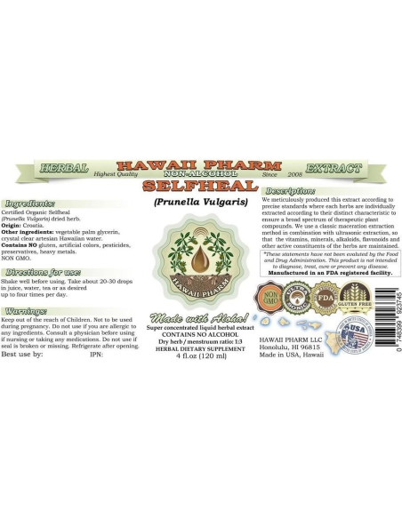 Extracto Líquido Sin Alcohol Selfheal Orgánico 118 ml - Hawaii Pharm