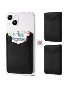 2Pack Soporte Adhesivo de Cuero para Tarjetas - Negro