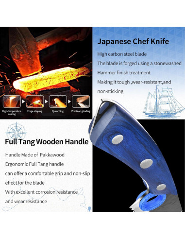 Cuchillo de Pan Serrado XYJ 20.3 cm Acero Alto Carbono Madera