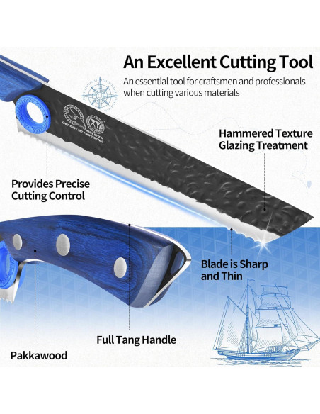 Cuchillo de Pan Serrado XYJ 20.3 cm Acero Alto Carbono Madera