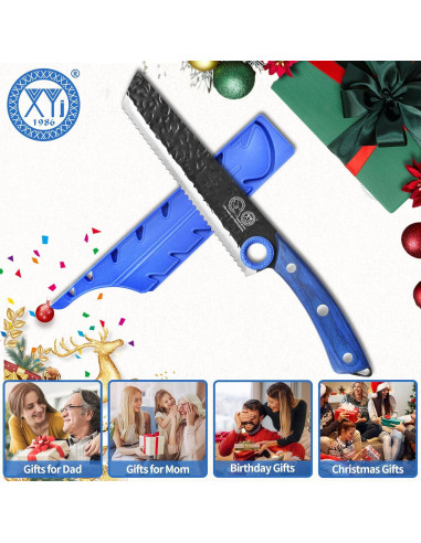 Cuchillo de Pan Serrado XYJ 20.3 cm Acero Alto Carbono Madera