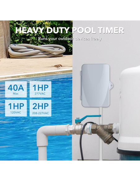 Temporizador Mecánico BN-LINK 40A para Bomba de Piscina 120-277VAC