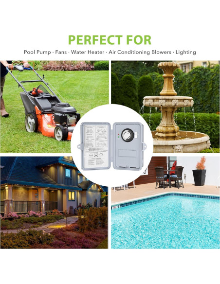 Temporizador Mecánico BN-LINK 40A para Bomba de Piscina 120-277VAC