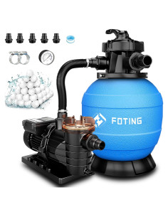 Filtro de Arena 13" FOTING con Bomba 1 HP 3800 GPH para Piscinas