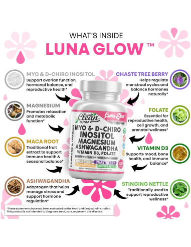 Luna Glow Cápsulas de Soporte Hormonal 120 Unidades Clean Nutra