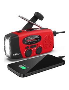 Radio de Manivela Esky 7400mWh AM/FM NOAA con Power Bank